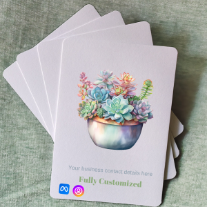 Succulent Greeting Cards With Business LOGO | 9.25x15 CM 